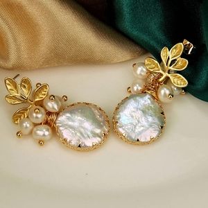 STUNNING 18K Gold Natural Pearl Floral Earrings